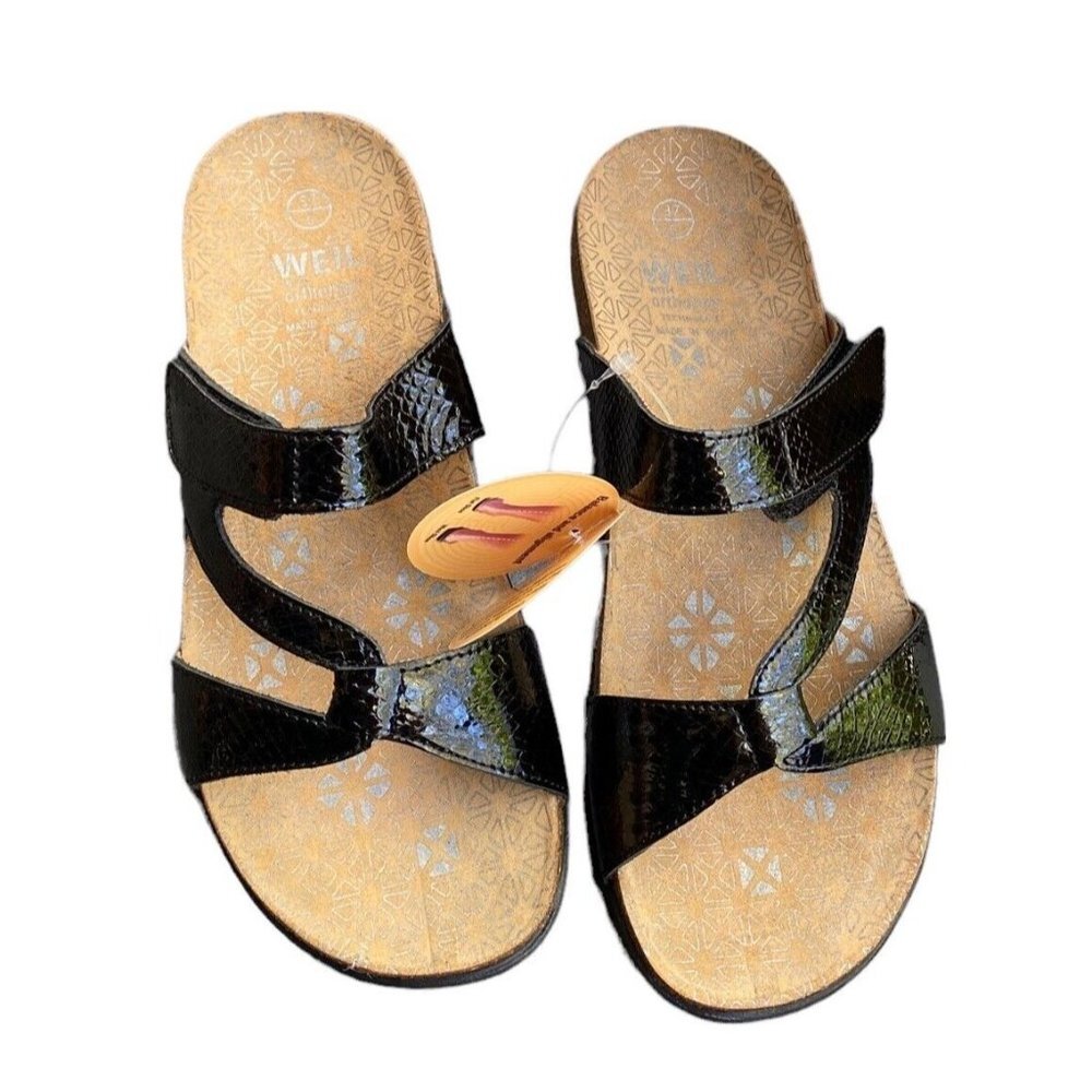 Dr Andrew Weil Faith Black Snake Sandal - Women's Size 37 US 6 New In Box